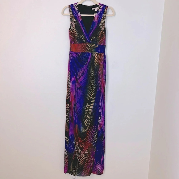 Boston Proper Wrap Front Python Print Maxi Dress Pink Multi 2 Bold Statement NWT - Picture 3 of 7
